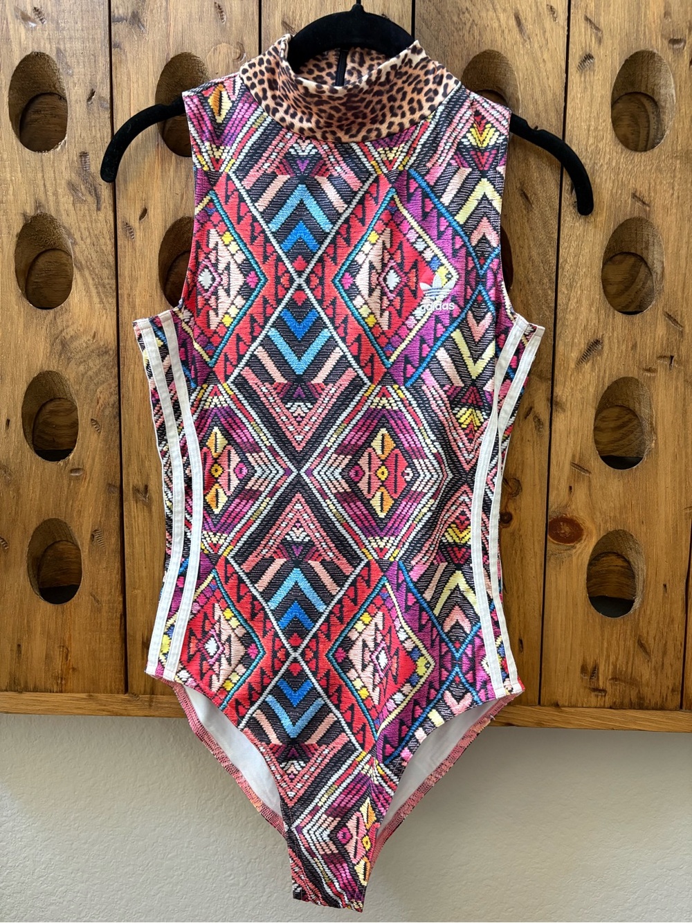 Adidas x  Farm Rio Leopard Print Multicolor bodysuit.